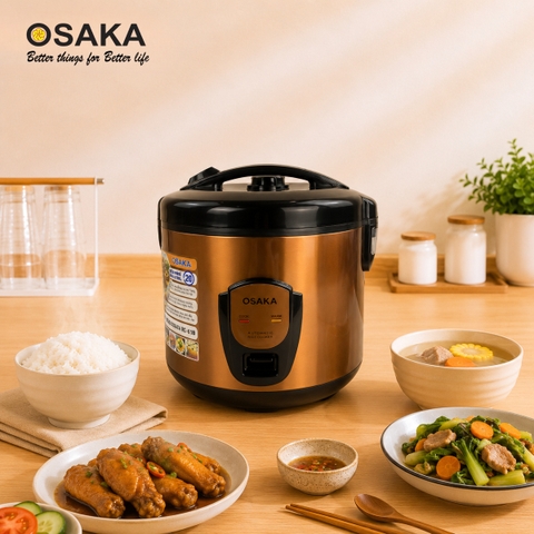 Nồi Cơm Điện OSAKA RC-318P Dung Tích 1.8L, Công Nghệ Nấu 3D, Lòng Nồi Dập Tổ Ong - Tráng Men Chống Dính