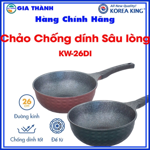 Chảo chống dính Korea King- Size 26cm, 28cm (Lòng sâu)- chống dính cao cấp SX Hàn Quốc