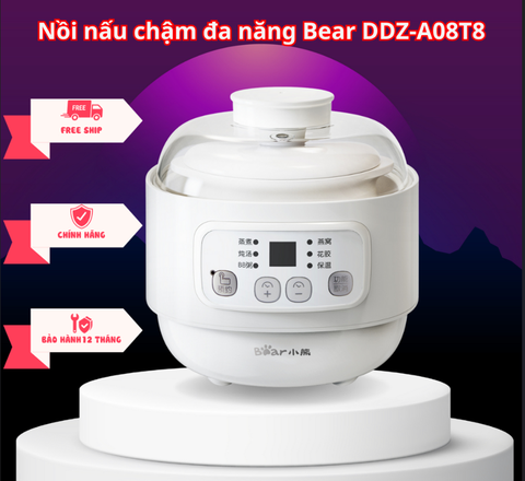 Nồi nấu chậm đa năng Bear DDZ-A08T8 Bảo hành 18 tháng