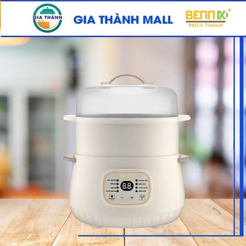 Nồi Nấu Cháo, Chưng Yến, Hầm Cách Thuỷ Bennix BN-10SLC dung tích 1 Lít Kèm Xửng Hấp