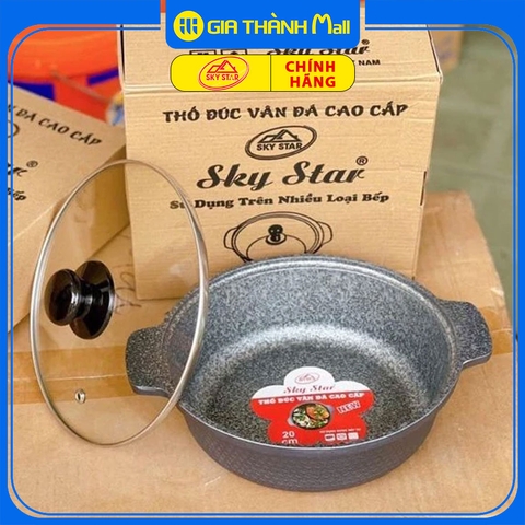 Nồi gang chống dính - Thố đúc vân đá đáy từ cao cấp Sky Star - Gia Thành Mall