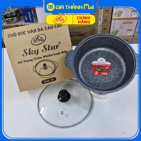Thố đúc vân đá đáy từ CAO CẤP Sky Star size 24