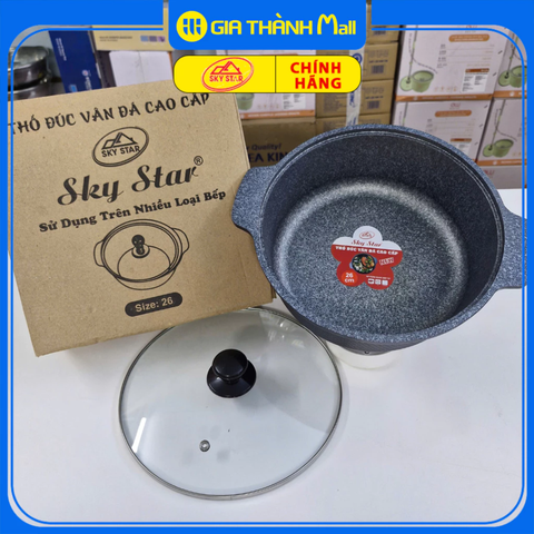 Thố đúc vân đá đáy từ CAO CẤP Sky Star size 26