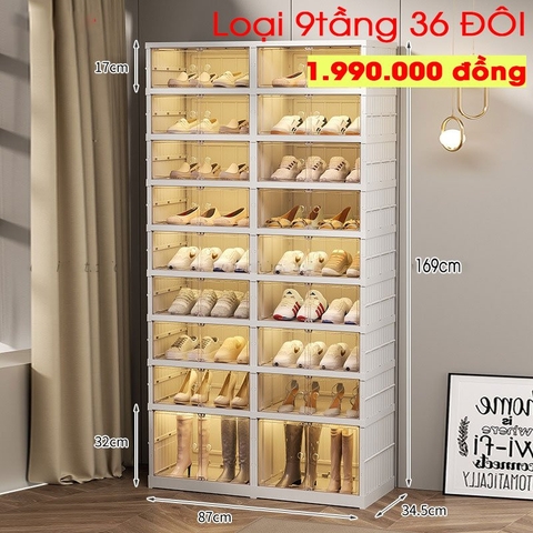 Tủ Giày Gấp Gọn Cao Cấp 2 Cánh Mở Bằng Nhựa Trong Suốt nhựa nguyên sinh