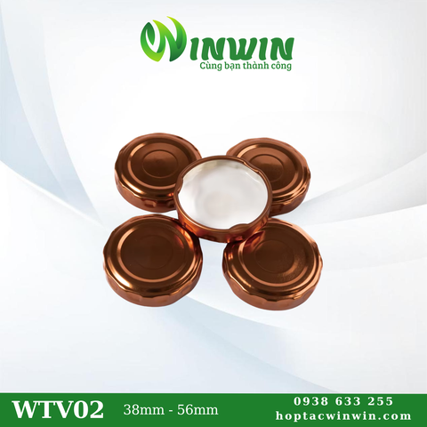 Nắp thiếc vặn 38mm - 56mm màu vàng đồng