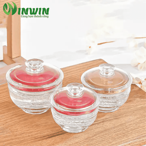 Hũ thủy tinh tròn bầu 2 nắp 50ml 75ml 100ml