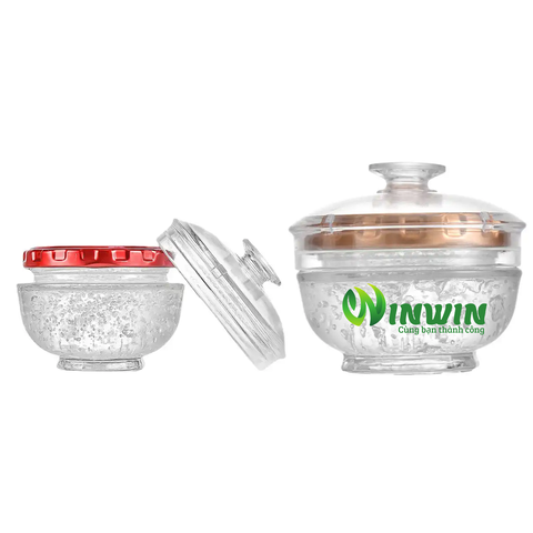 Hũ thủy tinh tròn bầu 2 nắp 50ml 75ml 100ml