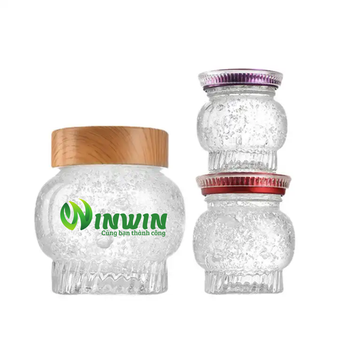 Hũ thủy tinh dáng lồng đèn 2 nắp 180ml 360ml
