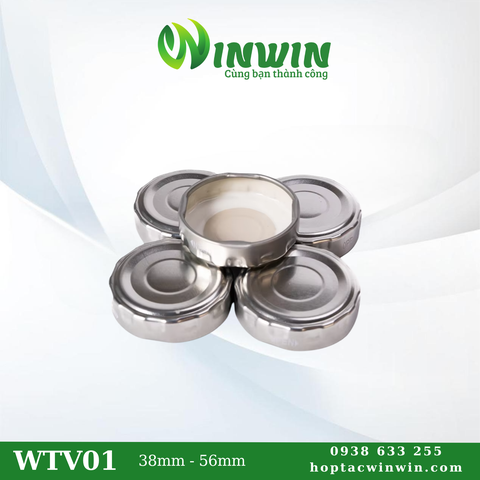 Nắp thiếc vặn 38mm - 56mm màu bạc