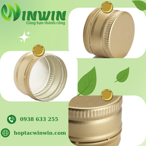 Nắp nhôm vặn 18mm - 28mm màu vàng nhạt