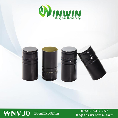Nắp nhôm vặn 30mmx60mm màu đen