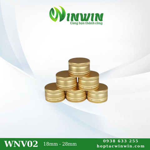 Nắp nhôm vặn 18mm - 28mm màu vàng
