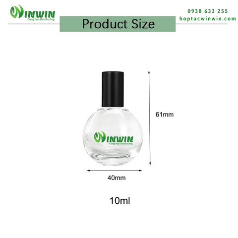Chai thủy tinh đầu lăn 10ml dáng tròn