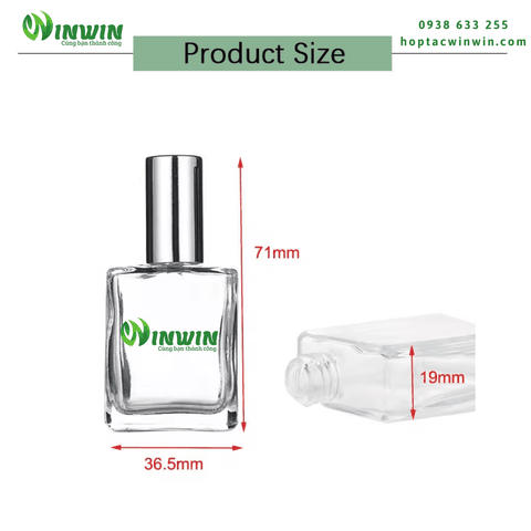 Chai thủy tinh đầu lăn 15ml dáng vuông