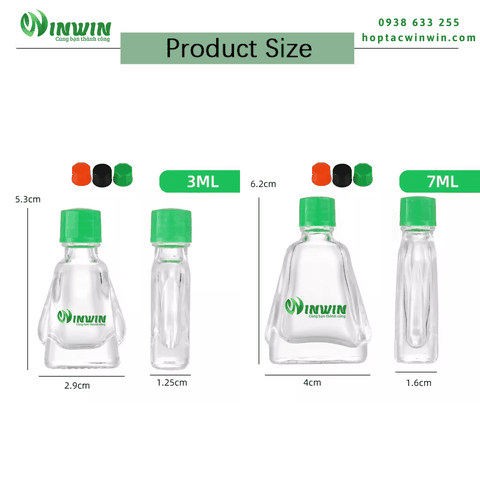 Chai thủy tinh đựng dầu gió 3ml 7ml