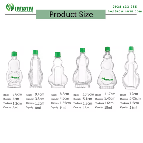 Chai thủy tinh đựng dầu gió 8ml 9ml 18ml