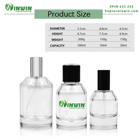 Chai thủy tinh đựng nước hoa 30ml 50ml 100ml
