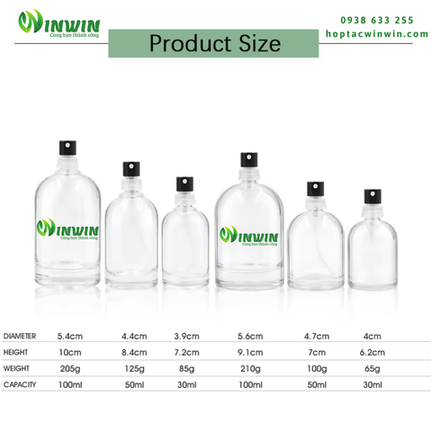 Chai thủy tinh đựng nước hoa 30ml 50ml 100ml
