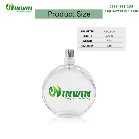 Chai thủy tinh đựng nước hoa 50ml dáng tròn