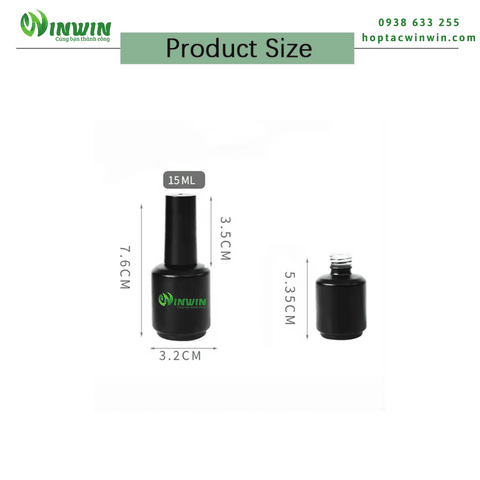 Chai thủy tinh đựng sơn móng tay 5ml 10ml 15ml màu đen