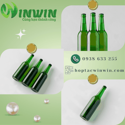 Chai thủy tinh nắp khoén màu xanh lá