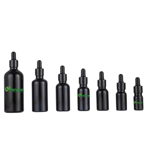 Chai thủy tinh nhỏ giọt dáng tròn màu đen 5ml 10ml 15ml 20ml 30ml 50ml 100ml