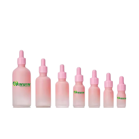 Chai thủy tinh nhỏ giọt dáng tròn màu hồng pastel 5ml 10ml 15ml 20ml 30ml 50ml 100ml