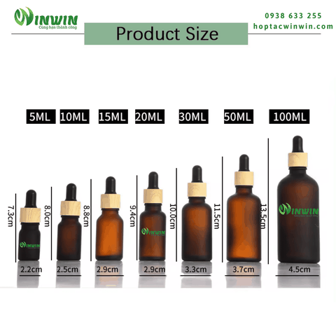 Chai thủy tinh nhỏ giọt dáng tròn màu nâu mờ 5ml 10ml 15ml 20ml 30ml 50ml 100ml
