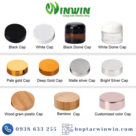 Hũ thủy tinh đựng mỹ phẩm 15g 30g 50g màu trắng mờ