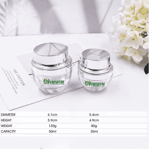 Hũ thủy tinh đựng mỹ phẩm dáng bầu 30g 50g màu trong