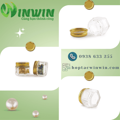 Hũ thủy tinh lục giác 15ml