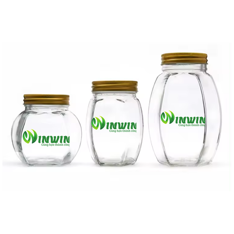 Hũ thủy tinh lục giác 380ml 500ml 730ml