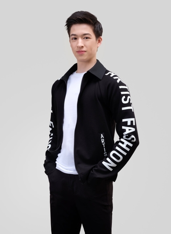 Áo Khoác Artist Fashion Nam Kéo Khóa Cổ Sơ-mi | Đen