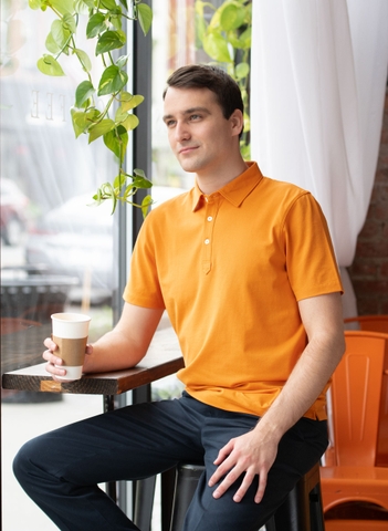 Áo phông nam dệt kim cộc tay có cổ