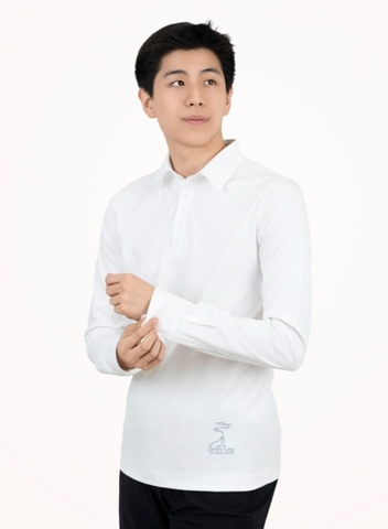 Áo Polo Nam Dệt Thoi Dài Tay Cổ Sơ Mi | Trắng