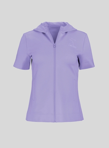 Áo Hoodie Kiểu Cổ Điển Nữ Ngắn Tay Kéo Khóa | Tím Nhạt