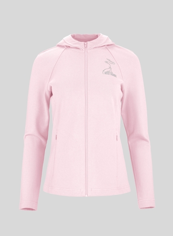 Áo Khoác Zip-Up Nữ Dệt Kim Dài Tay Có Mũ | Hồng