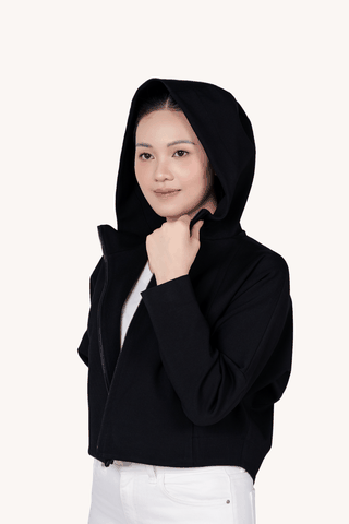 Áo Khoác Hoodie Ponte Nữ Kéo Khoá