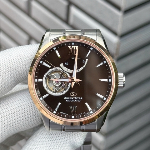 Orient Star Limited Open Heart Brown Demi Rose Gold RK-AT0005Y Automatic Nam 39.5mm Set 2 dây USED