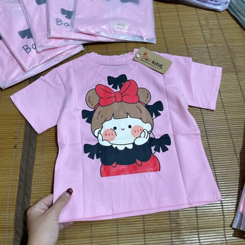 A421-Áo cộc cotton bé nơ hồng (11.24kg)