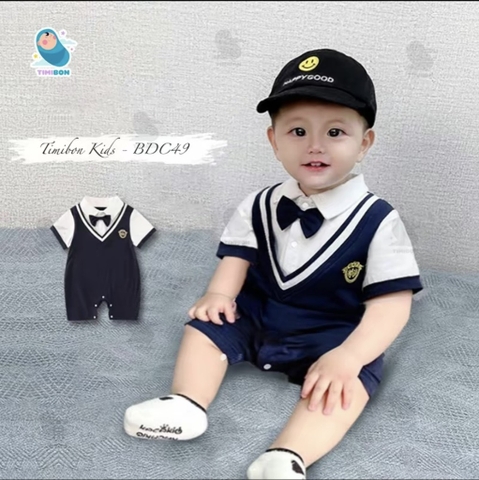 BD111-Body suit đùi công tử nơ xanh đen