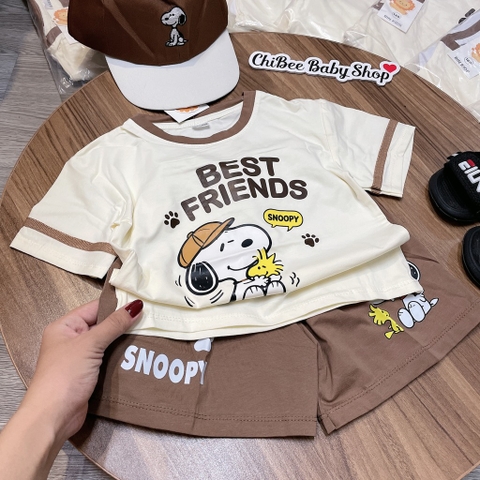 T764-Bộ cộc cotton cún nâu kèm mũ (11.30kg)