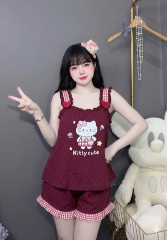 N069-Pijama 40-60kg 2 Dây Chấm Bi Đũi Mây