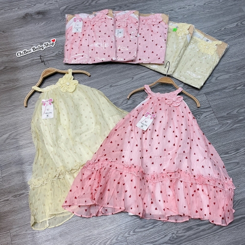 V455-Váy đũi tơ cổ yếm trái tim (15.20kg)
