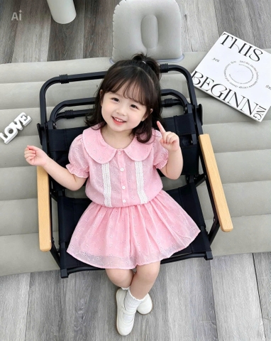G875-Set áo cộc tay boi cổ sen cv xoè (08.22kg)