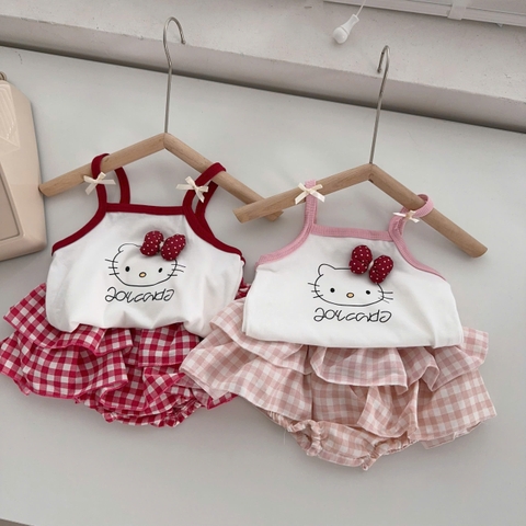 BD168-Set Kitty dây chip giả váy caro Đỏ (05.14kg)
