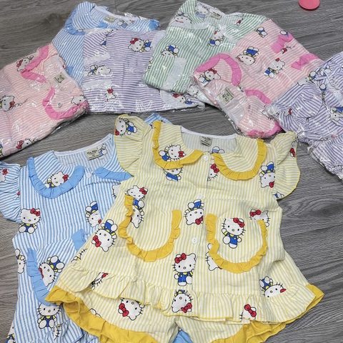 B573-Bộ đũi hàn cánh tiên Kitty kẻ 18/XL (13-16kg)