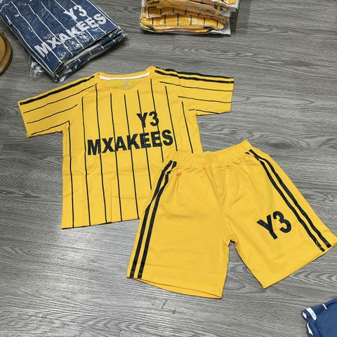 T708-Bộ cotton trai kẻ Y3 vàng (08.30kg)