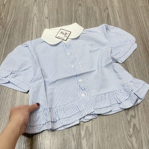 A429-Áo sơ mi kẻ xanh thêu nơ (20.35kg)