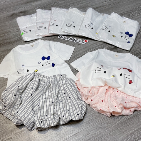 G897-Bộ cộc cotton Kitty quần bí (15.20kg)